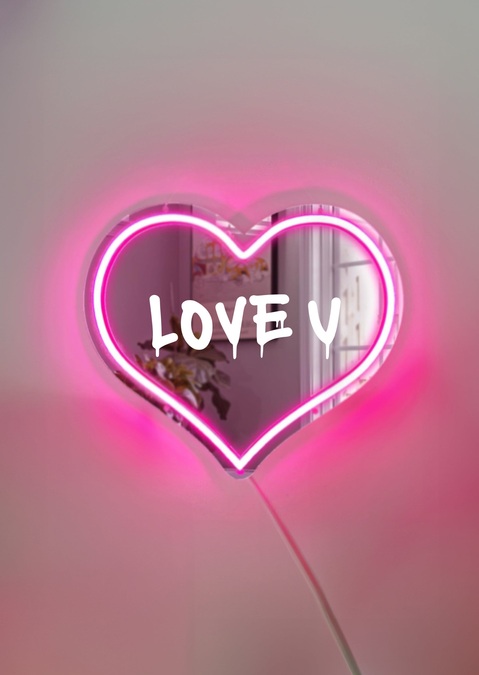 Neon Heart Mirror