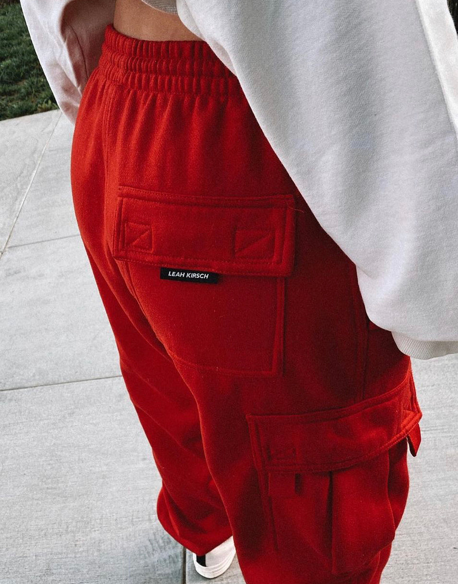 Red Cargo Sweatpants - Leah Kirsch