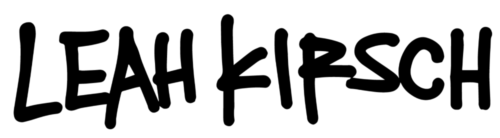 Black handwritten-style text 'LEAH KIRSCH' on a white background