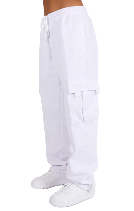 White Cargo Sweatpants